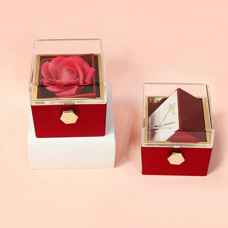 Caja regalo giratoria con rosa