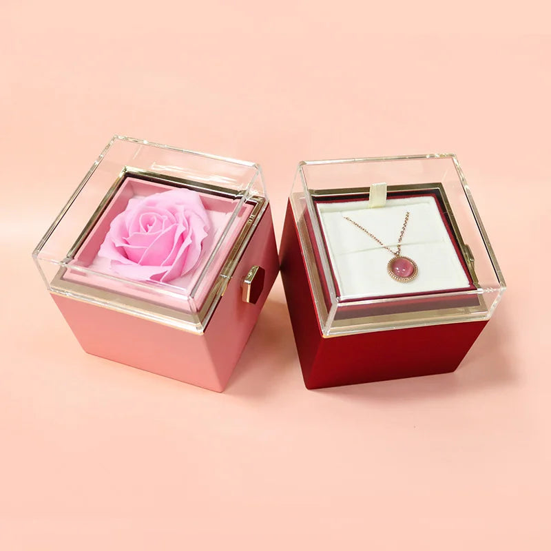 Caja regalo giratoria con rosa