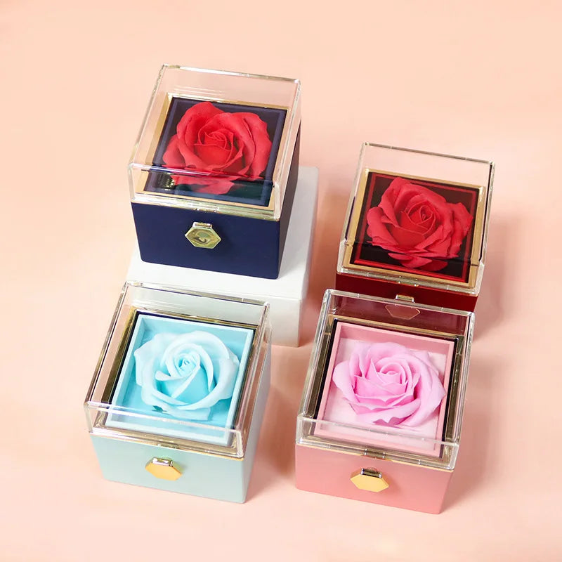 Caja regalo giratoria con rosa