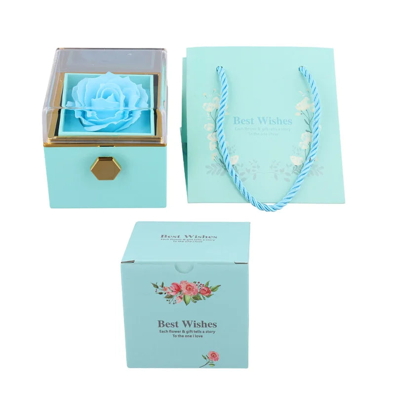 Caja regalo giratoria con rosa