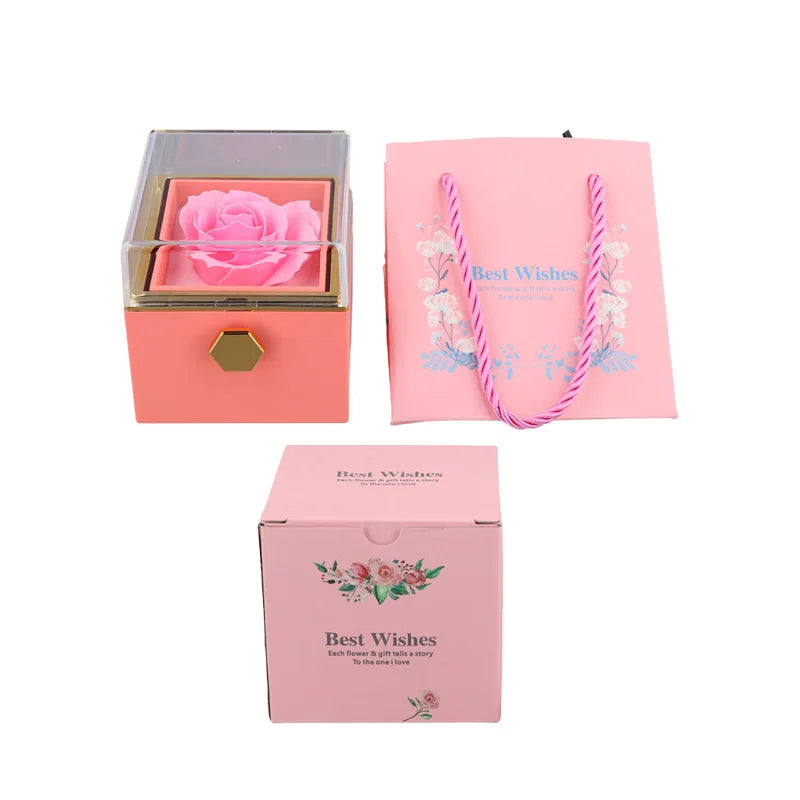 Caja regalo giratoria con rosa